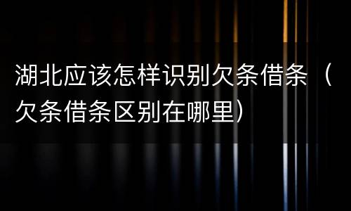 湖北应该怎样识别欠条借条（欠条借条区别在哪里）
