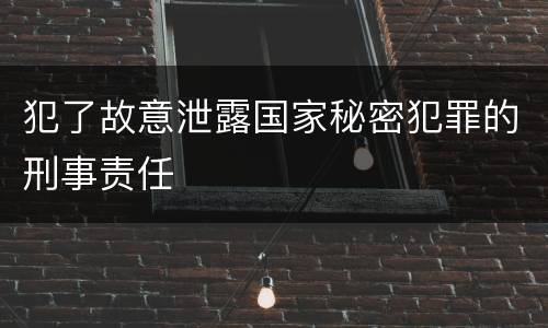 犯了故意泄露国家秘密犯罪的刑事责任