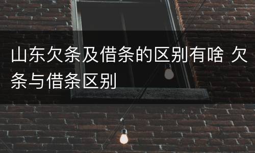 山东欠条及借条的区别有啥 欠条与借条区别