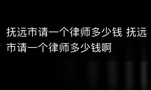 抚远市请一个律师多少钱 抚远市请一个律师多少钱啊