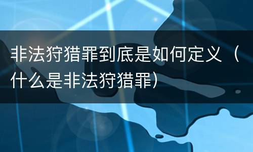 非法狩猎罪到底是如何定义（什么是非法狩猎罪）