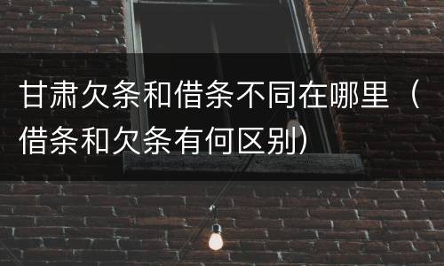 甘肃欠条和借条不同在哪里（借条和欠条有何区别）