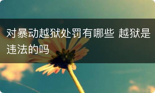 对暴动越狱处罚有哪些 越狱是违法的吗