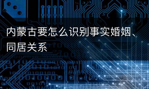 内蒙古要怎么识别事实婚姻、同居关系
