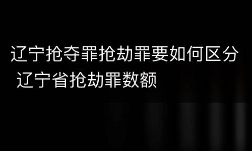 辽宁抢夺罪抢劫罪要如何区分 辽宁省抢劫罪数额