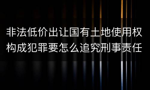 非法低价出让国有土地使用权构成犯罪要怎么追究刑事责任