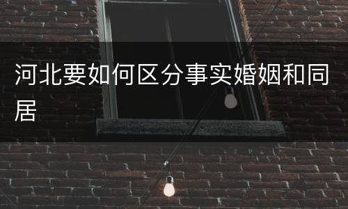 河北要如何区分事实婚姻和同居