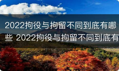 2022拘役与拘留不同到底有哪些 2022拘役与拘留不同到底有哪些影响