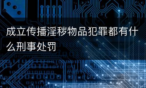 成立传播淫秽物品犯罪都有什么刑事处罚