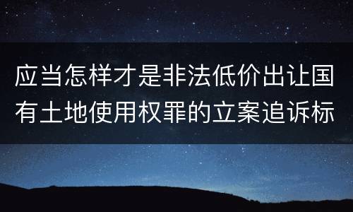 应当怎样才是非法低价出让国有土地使用权罪的立案追诉标准