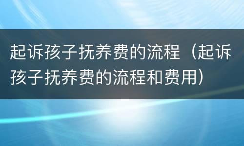 起诉孩子抚养费的流程（起诉孩子抚养费的流程和费用）