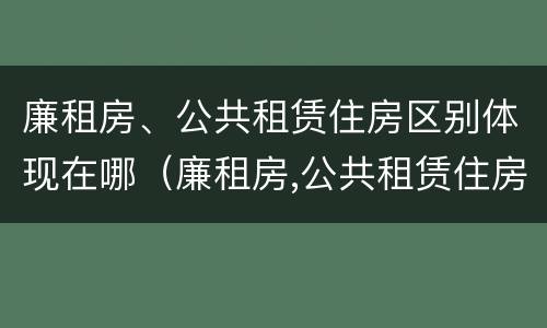 廉租房、公共租赁住房区别体现在哪（廉租房,公共租赁住房区别体现在哪方面）