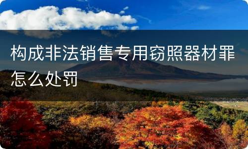 构成非法销售专用窃照器材罪怎么处罚