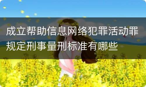 成立帮助信息网络犯罪活动罪规定刑事量刑标准有哪些