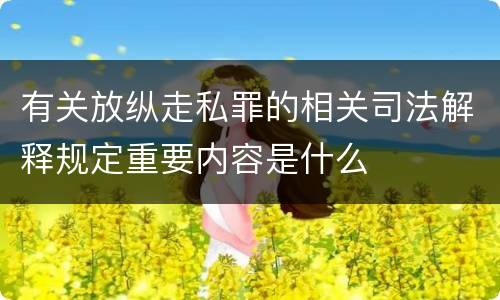 有关放纵走私罪的相关司法解释规定重要内容是什么