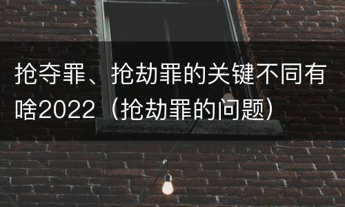 抢夺罪、抢劫罪的关键不同有啥2022（抢劫罪的问题）