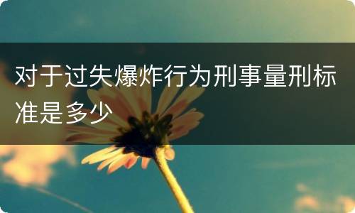 对于过失爆炸行为刑事量刑标准是多少