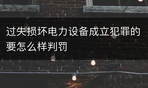 过失损坏电力设备成立犯罪的要怎么样判罚