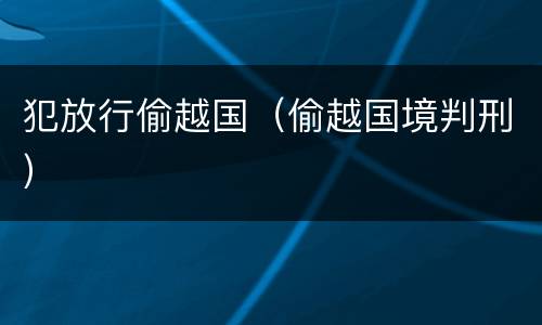 犯放行偷越国（偷越国境判刑）