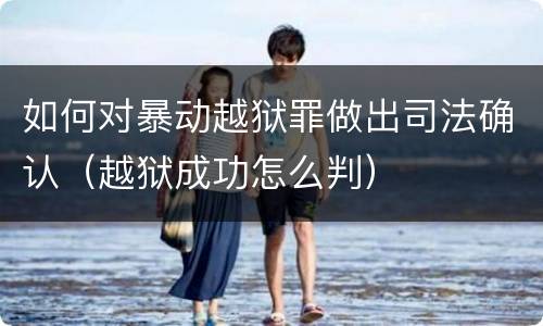 如何对暴动越狱罪做出司法确认（越狱成功怎么判）