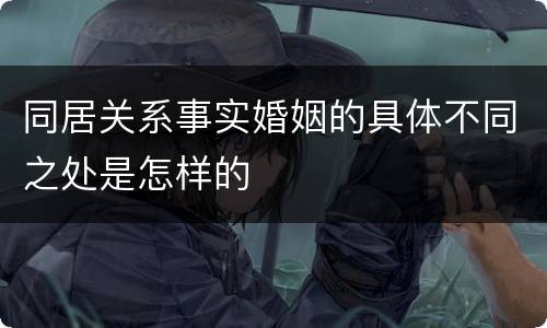 同居关系事实婚姻的具体不同之处是怎样的