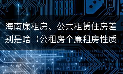 海南廉租房、公共租赁住房差别是啥（公租房个廉租房性质是一样的吗）