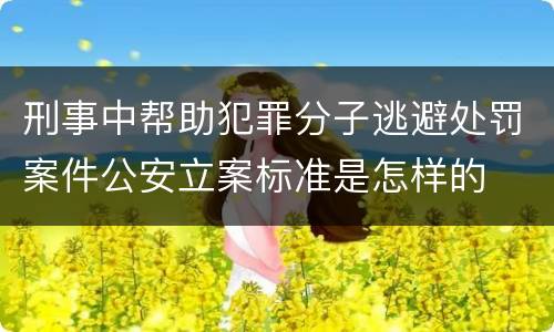 刑事中帮助犯罪分子逃避处罚案件公安立案标准是怎样的