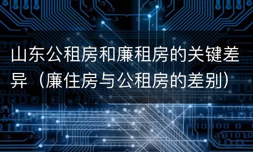 山东公租房和廉租房的关键差异（廉住房与公租房的差别）