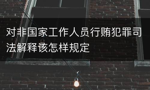 对非国家工作人员行贿犯罪司法解释该怎样规定