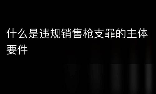 什么是违规销售枪支罪的主体要件