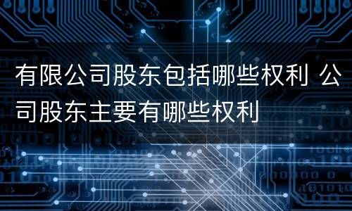 有限公司股东包括哪些权利 公司股东主要有哪些权利