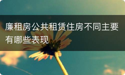 廉租房公共租赁住房不同主要有哪些表现