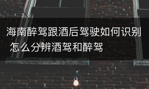 海南醉驾跟酒后驾驶如何识别 怎么分辨酒驾和醉驾