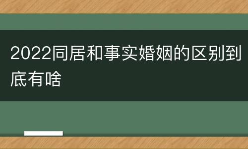 2022同居和事实婚姻的区别到底有啥