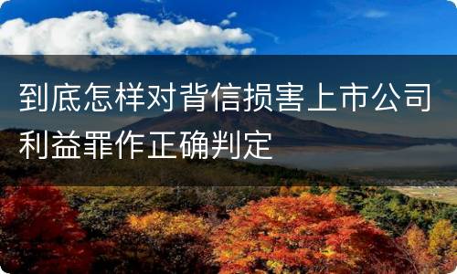 到底怎样对背信损害上市公司利益罪作正确判定