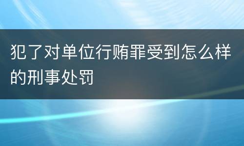 犯了对单位行贿罪受到怎么样的刑事处罚