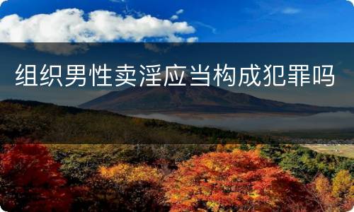 组织男性卖淫应当构成犯罪吗
