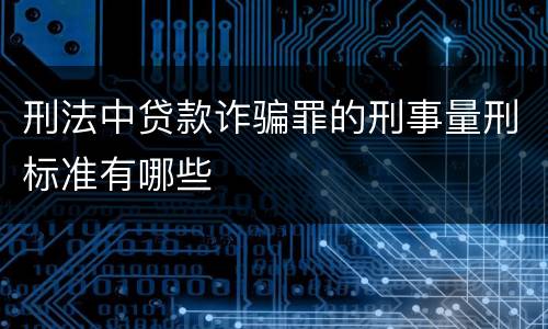 刑法中贷款诈骗罪的刑事量刑标准有哪些