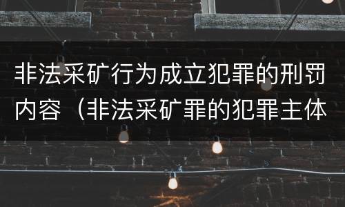 非法采矿行为成立犯罪的刑罚内容（非法采矿罪的犯罪主体）