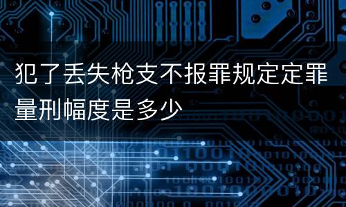 犯了丢失枪支不报罪规定定罪量刑幅度是多少