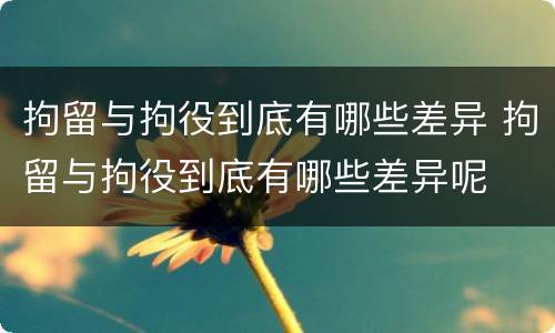 拘留与拘役到底有哪些差异 拘留与拘役到底有哪些差异呢