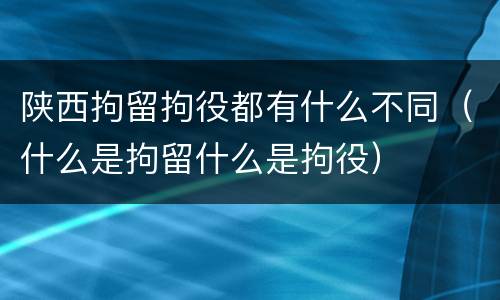 陕西拘留拘役都有什么不同（什么是拘留什么是拘役）