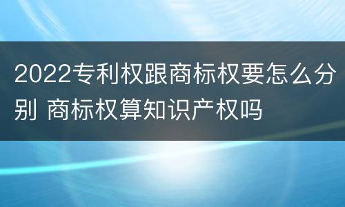2022专利权跟商标权要怎么分别 商标权算知识产权吗