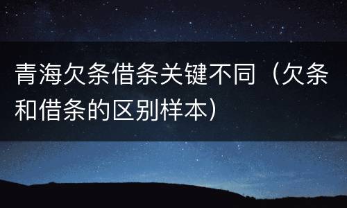青海欠条借条关键不同（欠条和借条的区别样本）