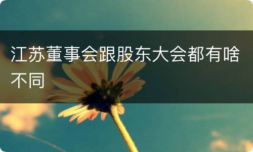 江苏董事会跟股东大会都有啥不同