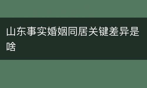 山东事实婚姻同居关键差异是啥