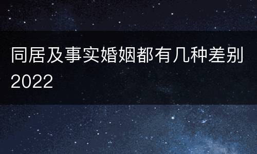 同居及事实婚姻都有几种差别2022