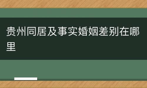 贵州同居及事实婚姻差别在哪里