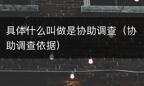 具体什么叫做是协助调查（协助调查依据）