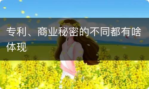 专利、商业秘密的不同都有啥体现